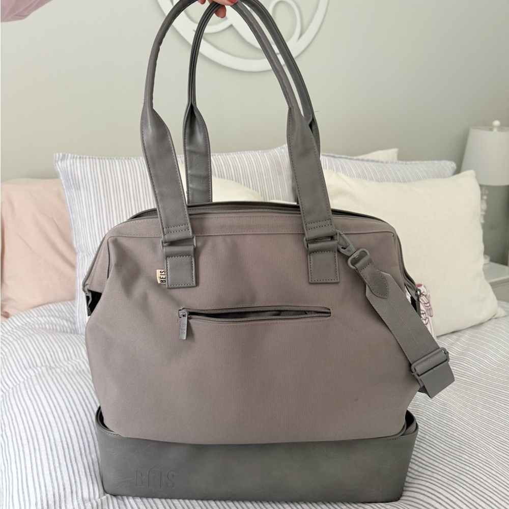 BEIS Taupe and Dark Gray Travel Bag